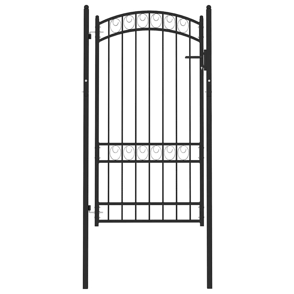 vidaXL Emmen Garden Gate with Arched Top Steel 100 x 123.5 cm Black