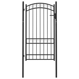 vidaXL Emmen Garden Gate with Arched Top Steel 100 x 123.5 cm Black