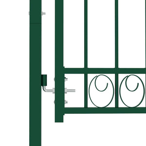 vidaXL Emmen Fence Gate with Spikes Steel 103 x 97 cm Green
