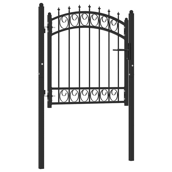 vidaXL Gate EMMEN with Spikes Steel 103 x 97 cm Black