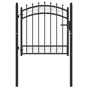 vidaXL Gate EMMEN with Spikes Steel 103 x 97 cm Black