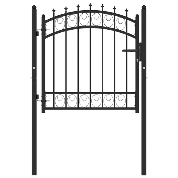 vidaXL Gate EMMEN with Spikes Steel 103 x 97 cm Black