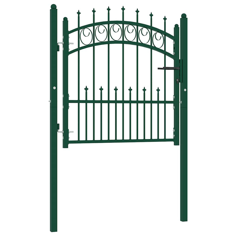 vidaXL Emmen Garden Gate with Spikes Steel 104 x 97 cm Green
