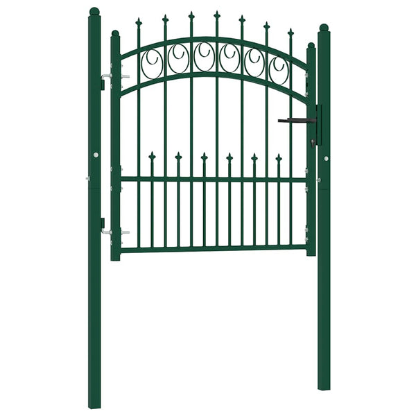 vidaXL Emmen Garden Gate with Spikes Steel 104 x 97 cm Green