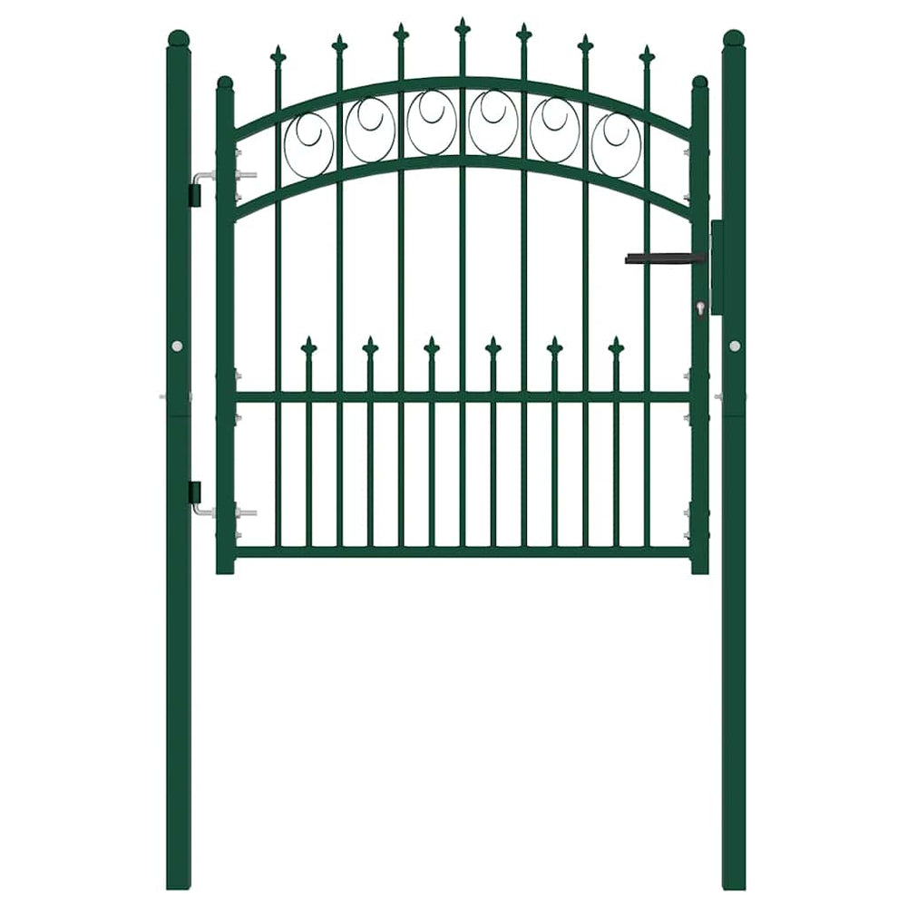 vidaXL Emmen Garden Gate with Spikes Steel 104 x 97 cm Green