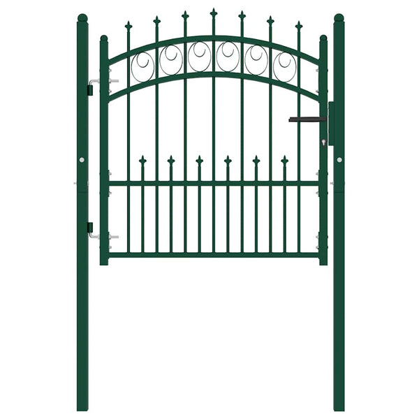 vidaXL Emmen Garden Gate with Spikes Steel 104 x 97 cm Green