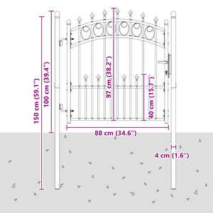 vidaXL Emmen Garden Gate with Spikes Steel 104 x 97 cm Green