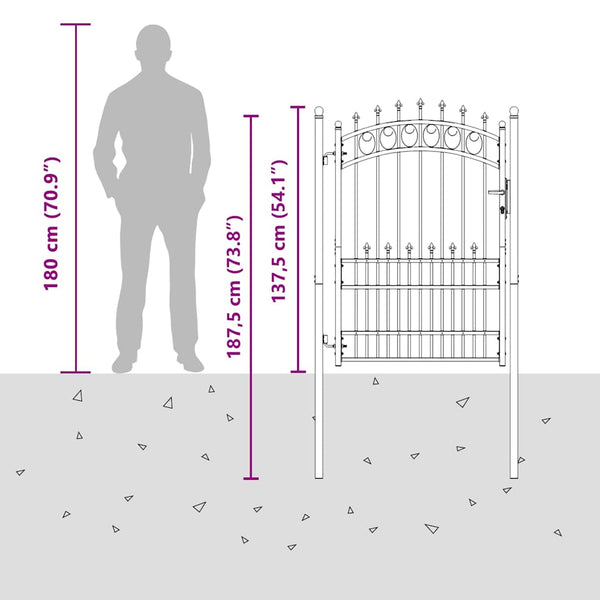 vidaXL Emmen Fence Gate with Spikes Steel 104 x 134.5 cm Green