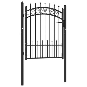 vidaXL Fence Gate EMMEN with Sp Spikes Steel 104 x 109.5 cm Black