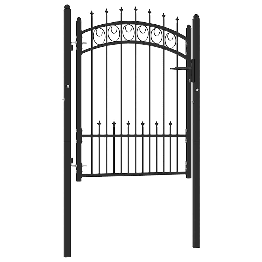 vidaXL Fence Gate EMMEN with Sp Spikes Steel 104 x 109.5 cm Black