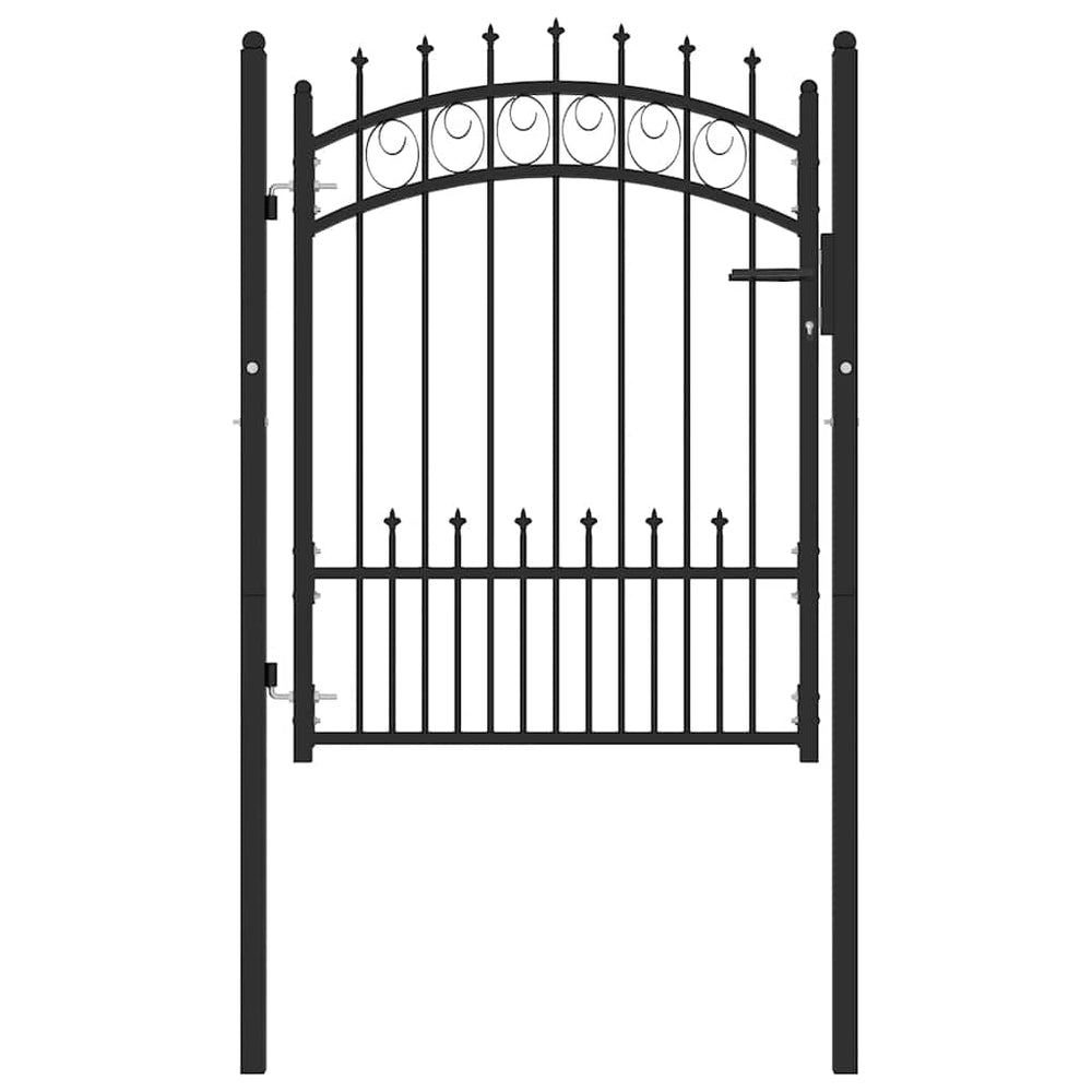 vidaXL Fence Gate EMMEN with Sp Spikes Steel 104 x 109.5 cm Black
