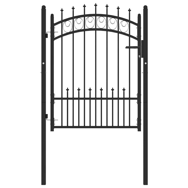 vidaXL Fence Gate EMMEN with Sp Spikes Steel 104 x 109.5 cm Black