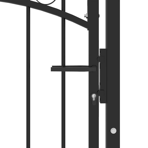 vidaXL Fence Gate EMMEN with Sp Spikes Steel 104 x 109.5 cm Black