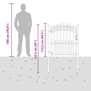 vidaXL Fence Gate EMMEN with Sp Spikes Steel 104 x 109.5 cm Black