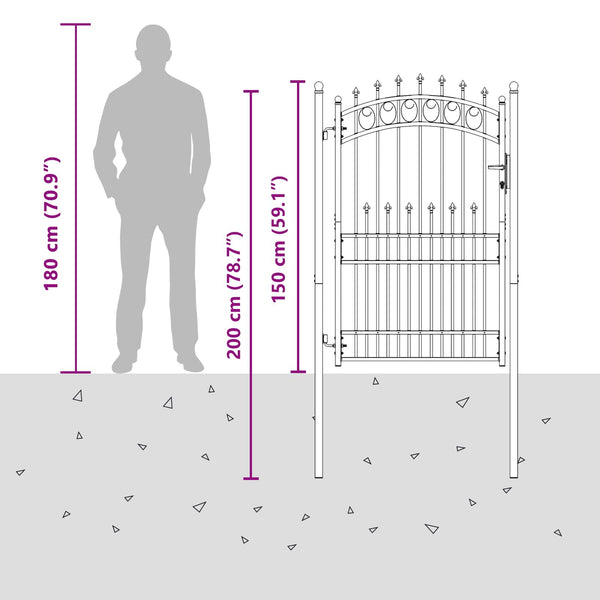 vidaXL Emmen Fence Gate with Spikes 100 x 200 cm