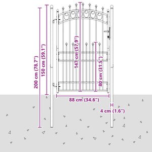 vidaXL Emmen Fence Gate with Spikes 100 x 200 cm