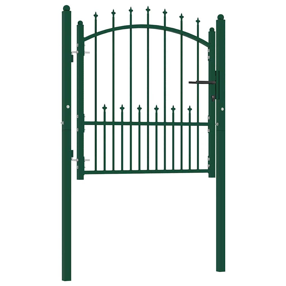 vidaXL Emmen Garden Gate with Spikes Steel 104 x 97 cm Green