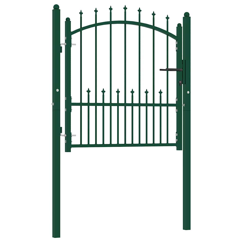 vidaXL Emmen Garden Gate with Spikes Steel 104 x 97 cm Green