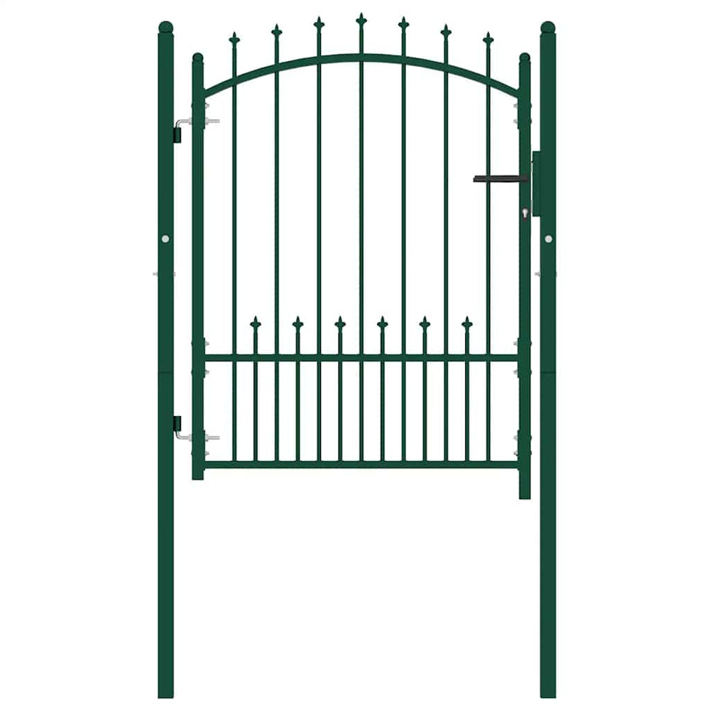 vidaXL Emmen Fence Gate with Spikes Steel 104 x 109.5 cm Green