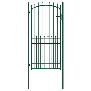 vidaXL Emmen Garden Gate with Spikes Steel 104 x 147 cm Green