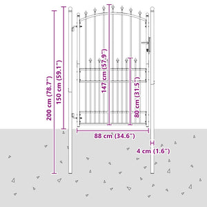 vidaXL Emmen Garden Gate with Spikes Steel 104 x 147 cm Green
