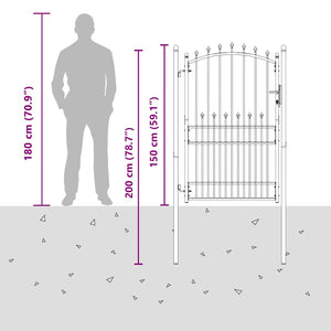 vidaXL Emmen Garden Gate with Spikes Steel 104 x 147 cm Green