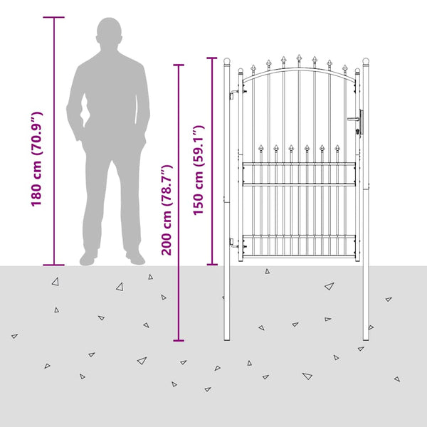 vidaXL Emmen Garden Gate with Spikes Steel 104 x 147 cm Green