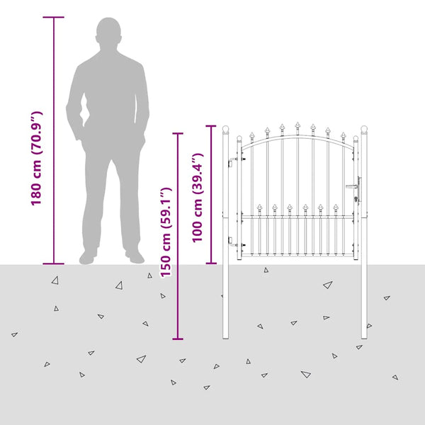 vidaXL Emmen Garden Gate with Spikes Steel 104 x 97 cm Black