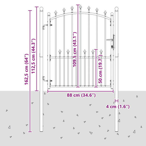 vidaXL Gate with Spikes EMMEN 100 x 125 cm
