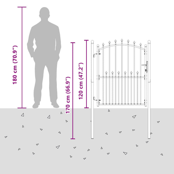 vidaXL Emmen Garden Gate with Finials 100 x 150 cm