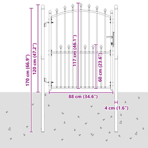 vidaXL Emmen Garden Gate with Finials 100 x 150 cm