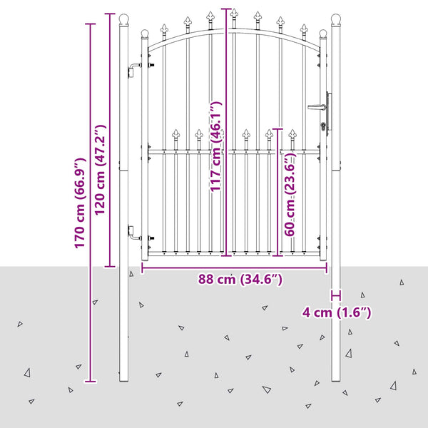 vidaXL Emmen Garden Gate with Finials 100 x 150 cm