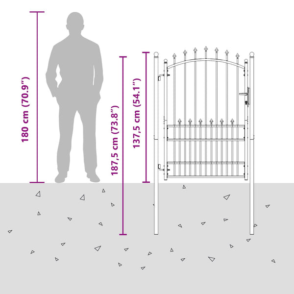 vidaXL Fence Gate with Spikes EMMEN 100 x 175 cm