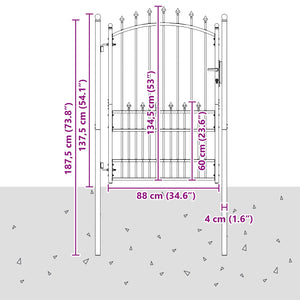 vidaXL Fence Gate with Spikes EMMEN 100 x 175 cm