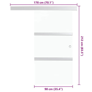 vidaXL Sliding Door Tempered Glass and Aluminium 90x212 cm Silver