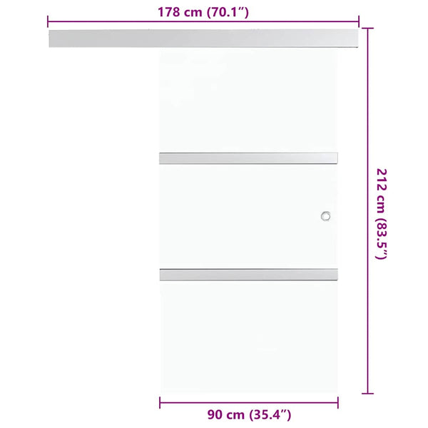 vidaXL Sliding Door Tempered Glass and Aluminium 90x212 cm Silver
