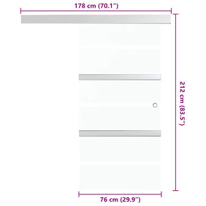 vidaXL Sliding Door Tempered Glass and Aluminum 76x212 cm Silver