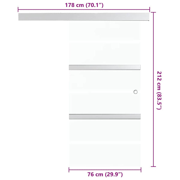 vidaXL Sliding Door Tempered Glass and Aluminum 76x212 cm Silver