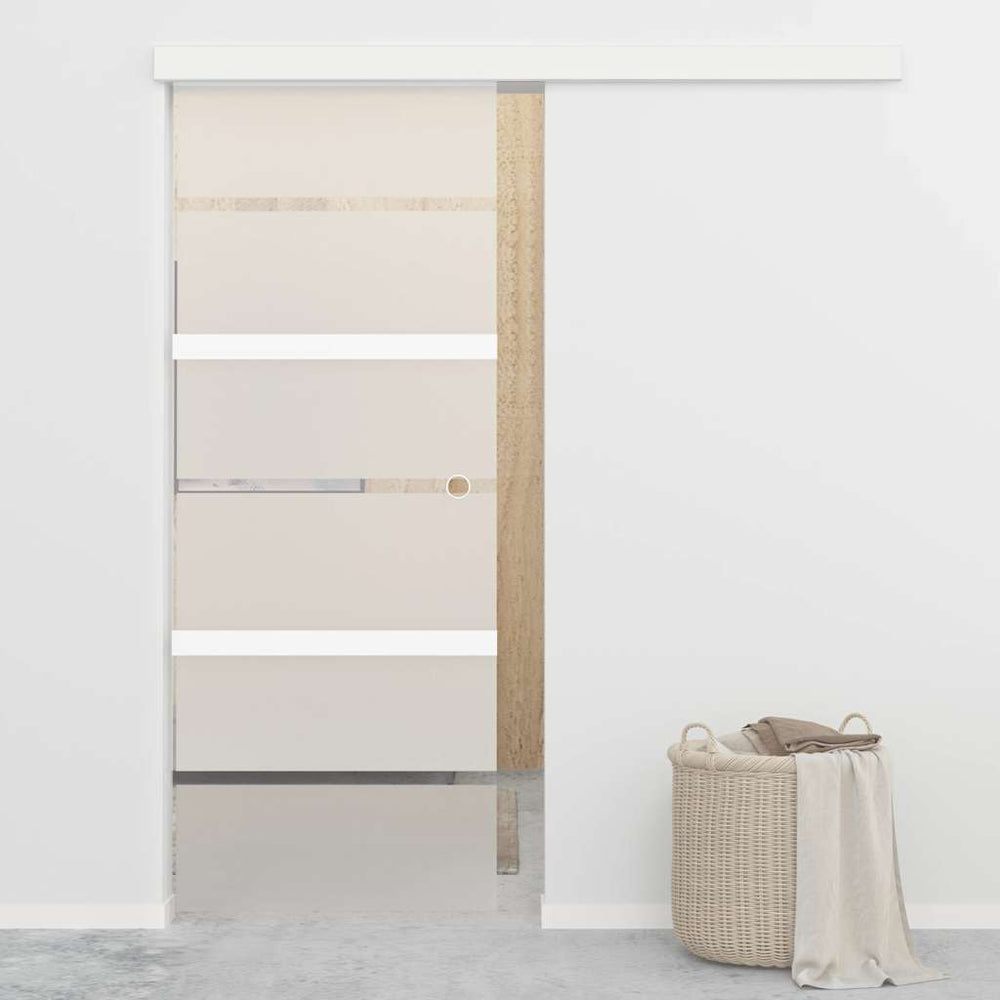 vidaXL Sliding Door Tempered Glass and Aluminum 76x212 cm Silver