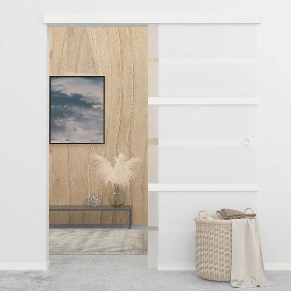 vidaXL Sliding Door Tempered Glass and Aluminum 90x205 cm Silver
