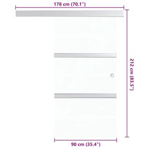 vidaXL Sliding Door Tempered Glass and Aluminum 90x205 cm Silver