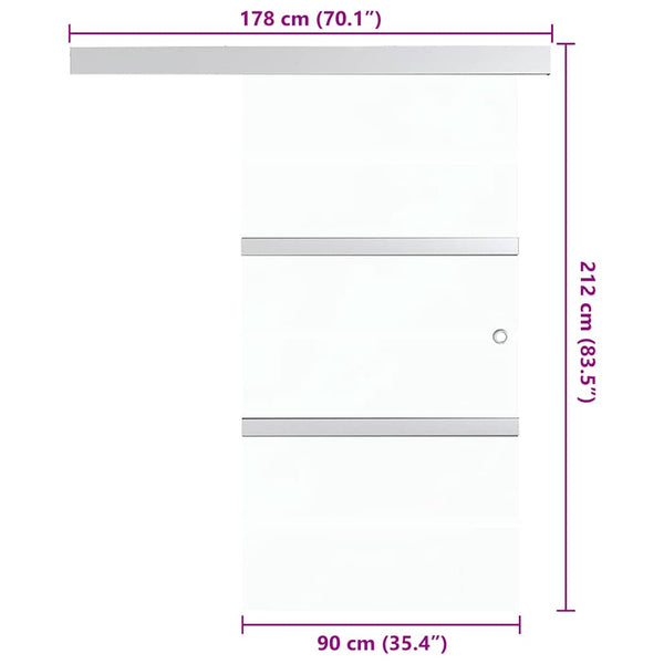 vidaXL Sliding Door Tempered Glass and Aluminum 90x205 cm Silver