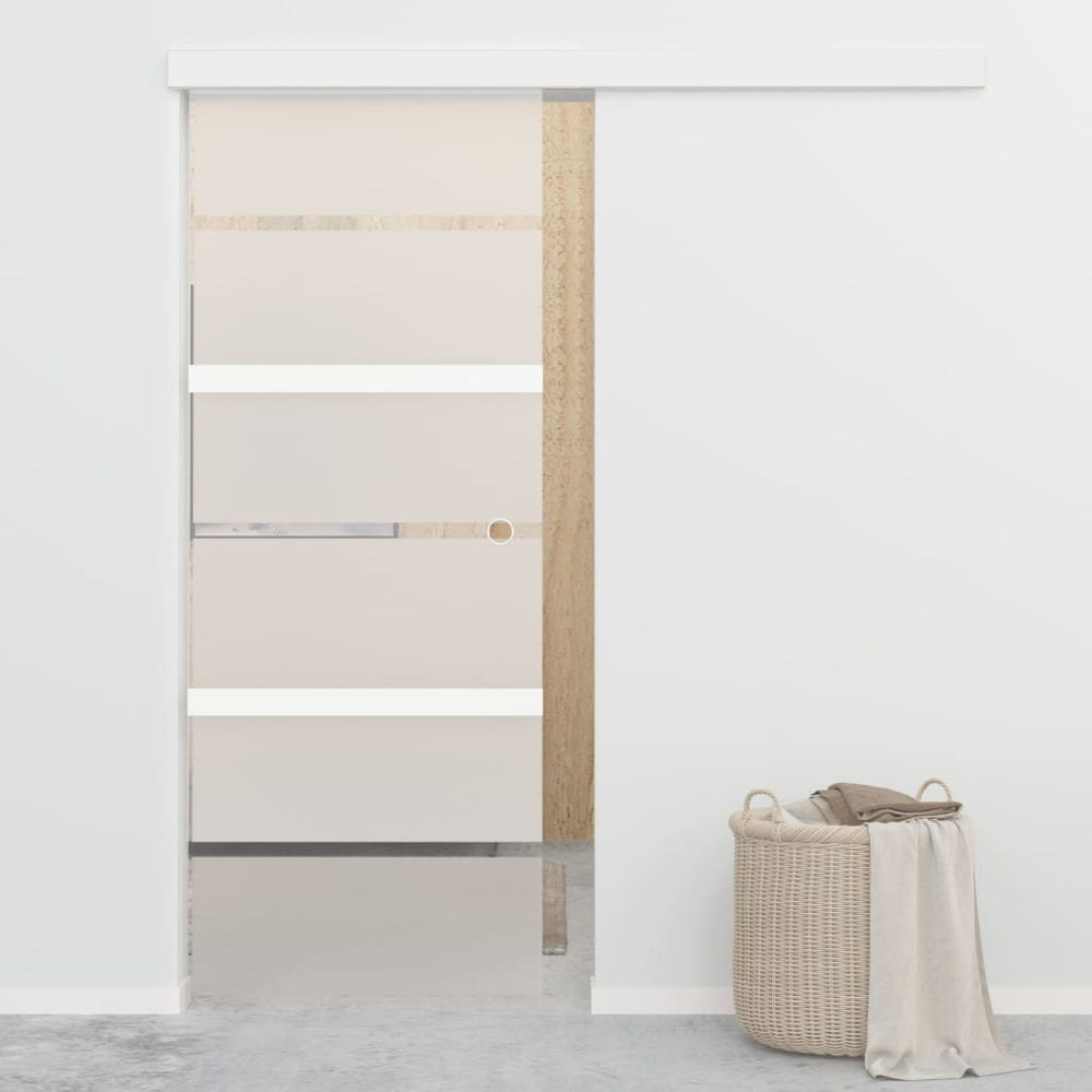 vidaXL Sliding Door with Soft Close ESG Glass and Aluminium 76x205 cm