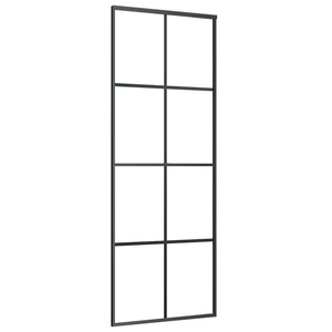 vidaXL Sliding Door Aluminum and ESG Glass 76x205 cm Black