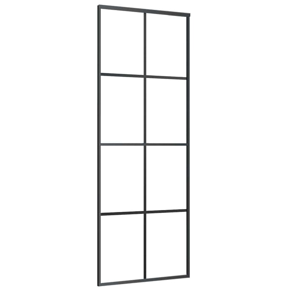 vidaXL Sliding Door Aluminum and ESG Glass 76x205 cm Black