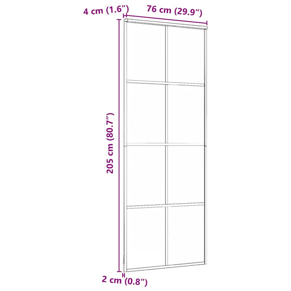 vidaXL Sliding Door Aluminum and ESG Glass 76x205 cm Black