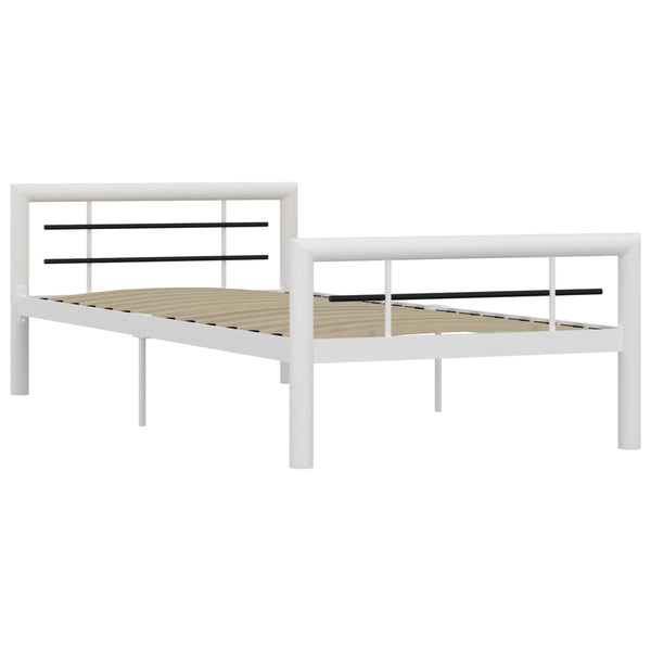 vidaXL Bed Frame White and Black Metal 100 x 200 cm