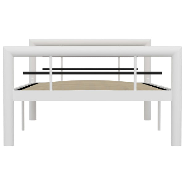 vidaXL Bed Frame White and Black Metal 100 x 200 cm