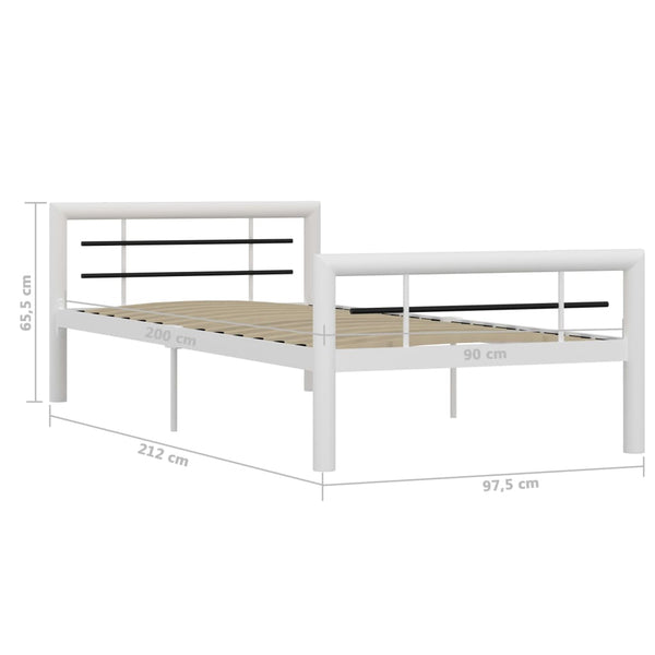 vidaXL Bed Frame White and Black Metal 100 x 200 cm