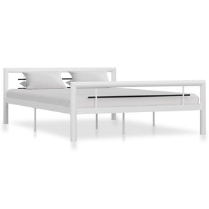 vidaXL Bed Frame White and Black Metal 160×200 cm